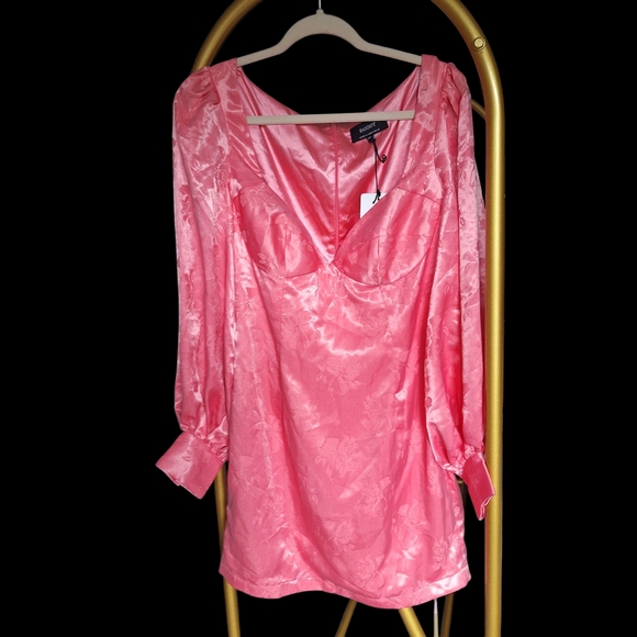 Bardot Coral Satin Dress - Picture 1 of 7